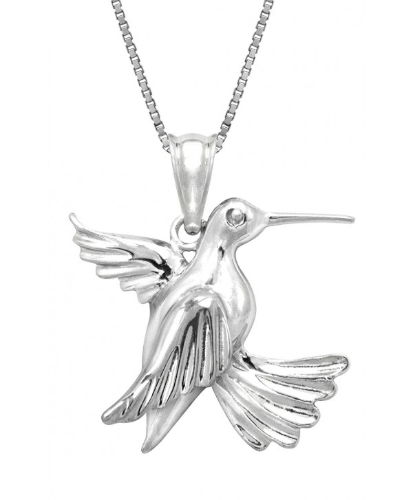 Sterling Silver Hummingbird Necklace Pendant with 18" Box Chain - CQ119CNEBFN