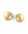 Bling Jewelry Golden Simulated Pearl Stud earrings 925 Sterling Silver 12mm - CT114KEU57R