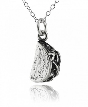 Sterling Silver 3D Taco Charm Pendant Necklace- 18" Chain - CB12I4HBMSB