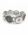Stoyuan Snap Button Bracelet Antique Silver Sun Bracelet with Rhinestone Ginger Snap Jewelry - CW12KVCVVID
