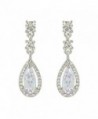 EVER FAITH Women's Austrian Crystal CZ Elegant Hollow-out Teardrop Dangle Earrings Clear Silver-Tone - CW11GD1M94R