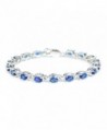Elensan Princess Cut Sapphire Bracelet 925 Sterling Silver Blue Crystal Jewelry for Woman Girls - Oval - C512CG2SV0R