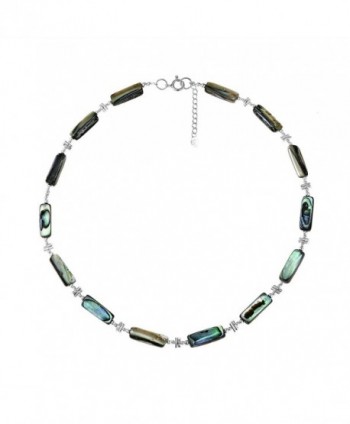 Exotic Abalone Shell Thai Karen Hill Tribe and .925 Sterling Silver Link Necklace - C811NYD1LQ9