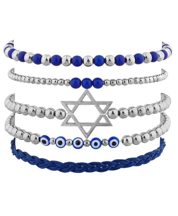 Lux Accessories Jewish Hanukkah Hamsa Evil eye Star of david Arm Candy Set (5PC) - 0 - C512FOQHVY9