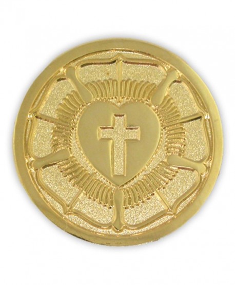 Pinmarts Gold Plated Lutheran Seal Luther Rose Religious Lapel Pin