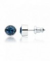 MYJS Harley Rhodium Plated Stud Earrings with Montana Blue Swarovski Crystals - CA1230B0HQJ