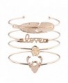 4PCS Love Leaf Deer Snow Flower Open Cuff Bracelets Set Gold Bangle for Women - CB188M9QCD8