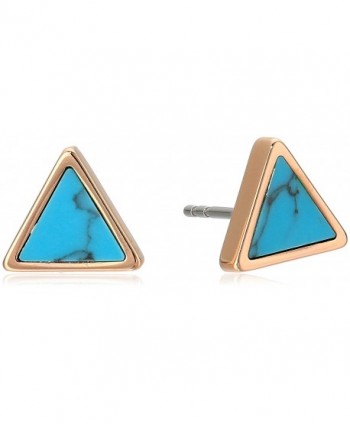 Fossil Womens Turquoise Triangle Studs - Rose Gold - C817Y03TTZA