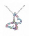 White Gold Plated Butterfly Multi-color Swarovski Elements Austraina Crystal Pendant Necklace - C4120J2YMBD