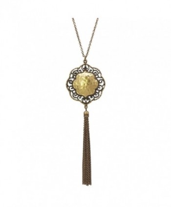 Rosemarie Collections Women's Metal Chain Tassel Long Pendant Necklace - Gold Tone - C3185XH9Y7O