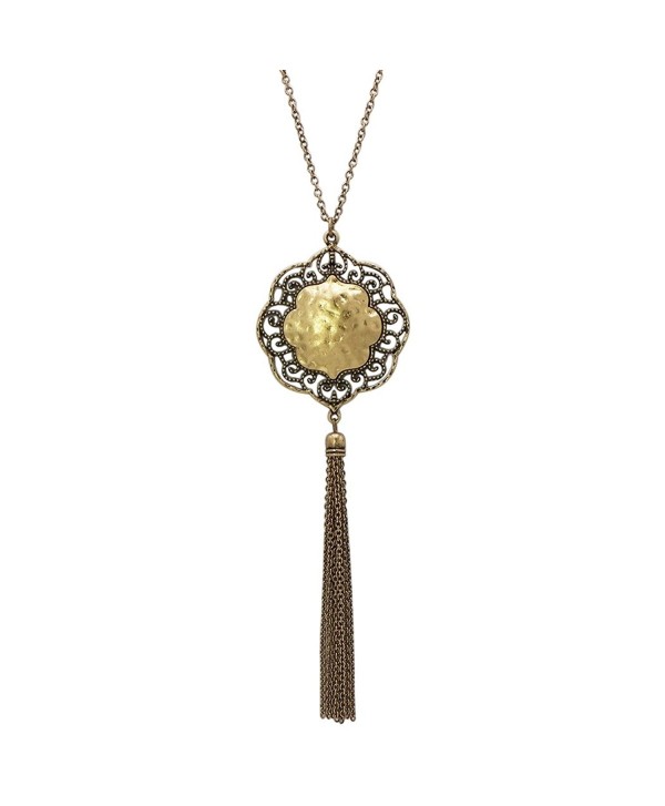 Rosemarie Collections Women's Metal Chain Tassel Long Pendant Necklace - Gold Tone - C3185XH9Y7O