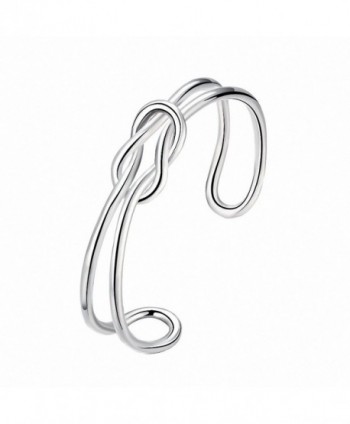 Kalapure 925 Sterling Silver Plating Love Heart Knot Bangle Bracelet Fortune Twisted Cuff Bracelet - CO12EGIL3G3
