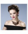 Hamer Charm Flowers Choker Statement Necklace and Earrings Pendant Jewelry Sets for Women - Brown - CZ12FUJ2T97