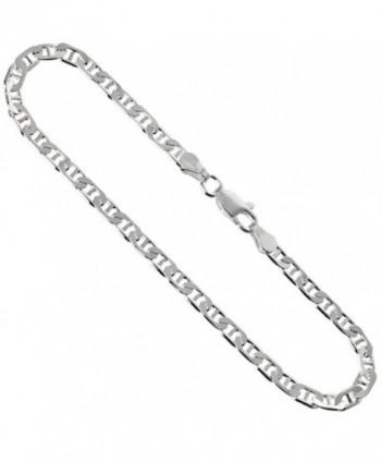 Sterling Silver Anklet Anchor Chain Flat Mariner 3.7 mm Nickel Free Italy- sizes 9.5 inch - C111H220E9X