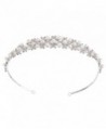 BriLove Women's Bohemian Simulated Pearl Wedding Bride Crystal Romantic Floral Charming Headband - CE120R55QMV