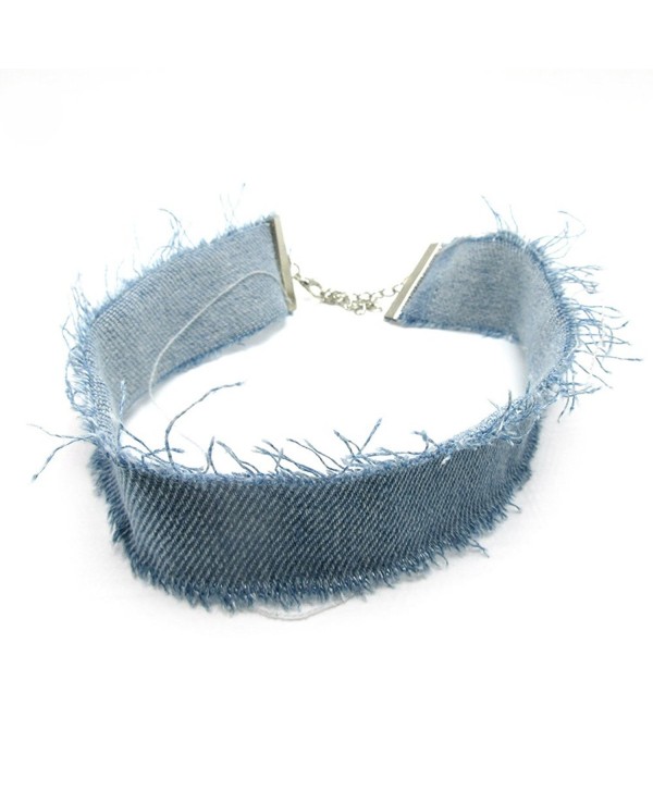 SANWOOD Women's Fashion Rough Selvedge Denim Collar Chocker Necklace Neck Jewelry Gift - Light Blue - CE17XX7ARAR