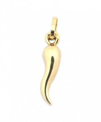 14k Yellow Gold 16mm Italian Horn Pendant Necklace - 13" 15" 16" 18" 20" 22" - CE12D8VHZEN