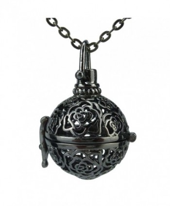Rose Glow in the Dark Flower Black Rose Locket Necklace Essential Oil Aromatherapy Fragrance Diffuser - CA1236VL59L