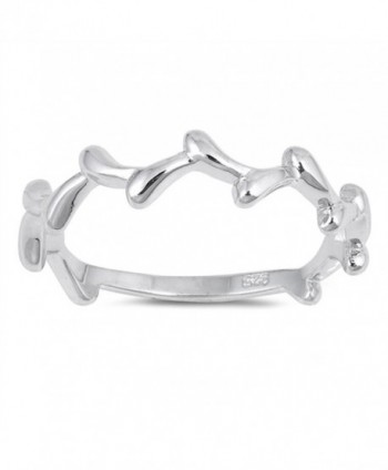 Thorn Crown Stackable Thin Curved Ring New .925 Sterling Silver Band Sizes 3-10 - C317AZK49YM