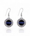 Inspired Silver Florida Thin Blue Line Circle Charm French Hook Earrings - CB12J71NZBZ