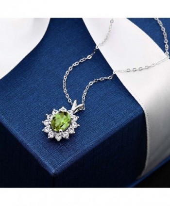 Sterling Peridot Gemstone Birthstone Necklace in Women's Pendants