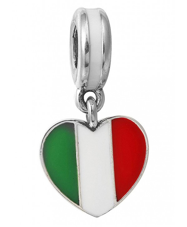 Best Wing Jewelry "Italy Flag on Heart" Charm Bead - CP17YXOILZE