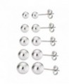 Ball Stud Earrings Silver Sterling Polished Round Ball Five Pair Sets for Women Hypoallergenic - CN11G4J4J37