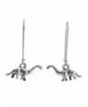 Sabai NYC Silvertone Brontosaurus Dinosaur Charm Dangle Earrings on Stainless Steel Earwires - CU129URF39N