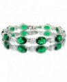 Emerald Color CZ Oval Silver Tone Bracelet BC435 - C711EWF1SE3