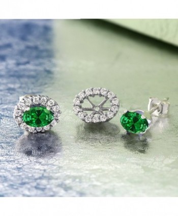 Simulated Emerald Sterling Earrings Jackets in Women's Stud Earrings