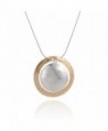 Two Tone Hand Hammered Circle and Disc Necklace 925 Silver & 14k Gold Filled Pendant- 18" + 4" Extender - CK12O36OJ9G