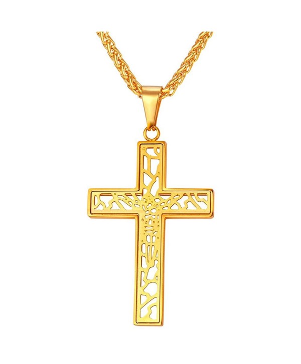 U7 Catholic Pendant Crucifix Necklace - Gold Crucifix - CH12GKTC0P9