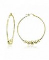 Hoops & Loops Flash Plated Gold Sterling Silver Polished Beaded Ball Round Hoop Earrings - C112CMU5VZV