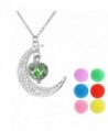 Rinhoo Moon and Heart Charms Locket Perfume Essential Oil Aromatherapy Diffuser Necklace Pendant - CB12ISR2BJL