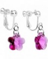 Body Candy Handcrafted Fuchsia Flower Clip On Earrings Created with Swarovski Crystals - CD12CWUIU13