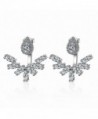 megko Fashion Lady Clear Crystal Leaf Feather Ear Jacket Earrings Back Ear Cuffs Stud Earring - CG180S5SUTD