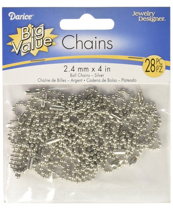 Darice Nickel Plated Ball Chain- 2.4mm by 4-Inch - CH114Q0ZRGT