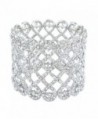 EVER FAITH Art Deco Love Knot Wide Stretch Bridal Bracelet Austrian Crystal - Clear Silver-Tone - CS11PQS6V8N