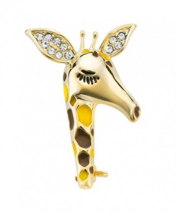 Happy Source Lovely Jewelry Gold-Tone Crystal Shy Giraffe Brooches Pins - Color 2 - CQ18597WCY3