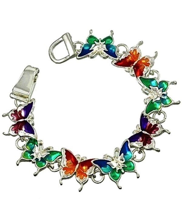 DianaL Boutique Colorful Butterfly Enameled Magnetic Clasp Charm Bracelet Gift Boxed Fashion Jewelry - CR11ISN2KOR