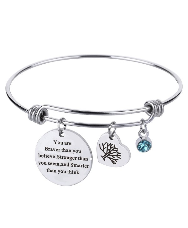 Birthstone Inspirational Expandable Bracelet Stainless - March - CC1806CYQUS