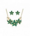 AdamEva Factory - 18K Gold Plated Austrian Crystal Flower Jewelry Set [Necklace and Earrings] - Green - CG12HQWVKXH