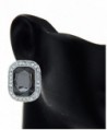 Rectangular Gemstone Stud Clip On Fashion Evening Earrings - Gray - C212B74VJOF