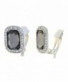 Rectangular Gemstone Fashion Earrings Silver Tone in Women's Clip-Ons Earrings