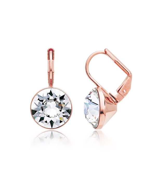 MYJS Bella Rose Gold Plated Mini Drop Earrings with Clear Swarovski Crystals - CF1230N1WGB