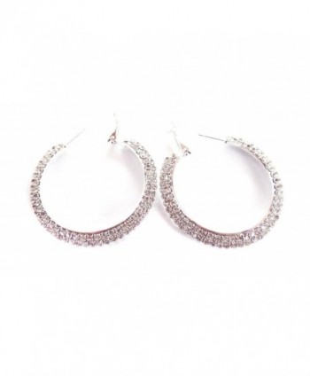 Crystal Earrings Double Silver Hoops in Women's Hoop Earrings