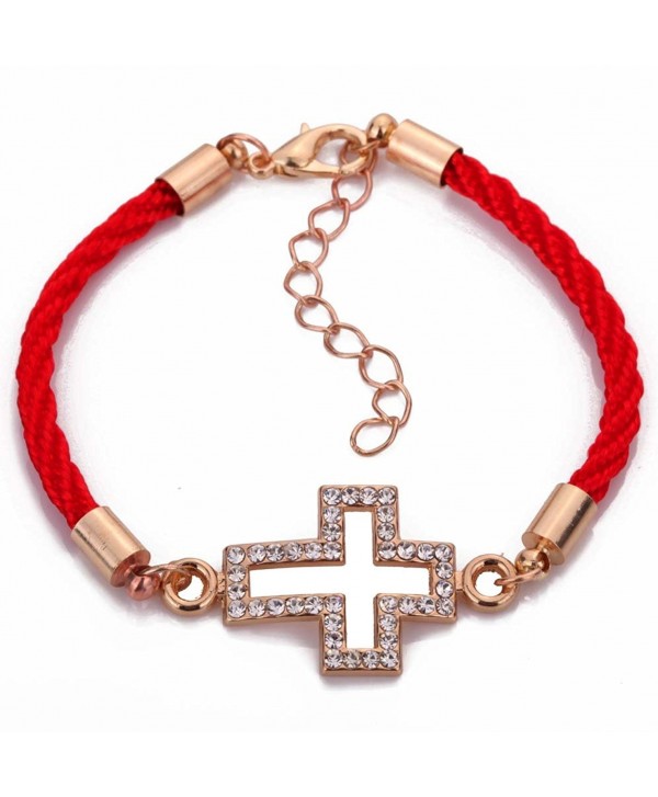 YAZILIND Red String Sideways Cross Friendship Bracelets - CJ11IRI6DPZ