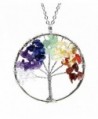 Eamaott Tree Of Life Necklace Rainbow Pendant Nature Stone Handmade Crystal Necklace - Rainbow - CN184K6U2G5