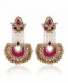 I Jewels Traditional Gold Plated Pearl Hanging Earrings for Women E2517Q (Rani/Dark Pink) - CP128TAFICD