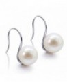 Classic Sterling Silver Real Freshwater Cultured Pearl Dangle Earrings for Women Girls - C61862UU67U